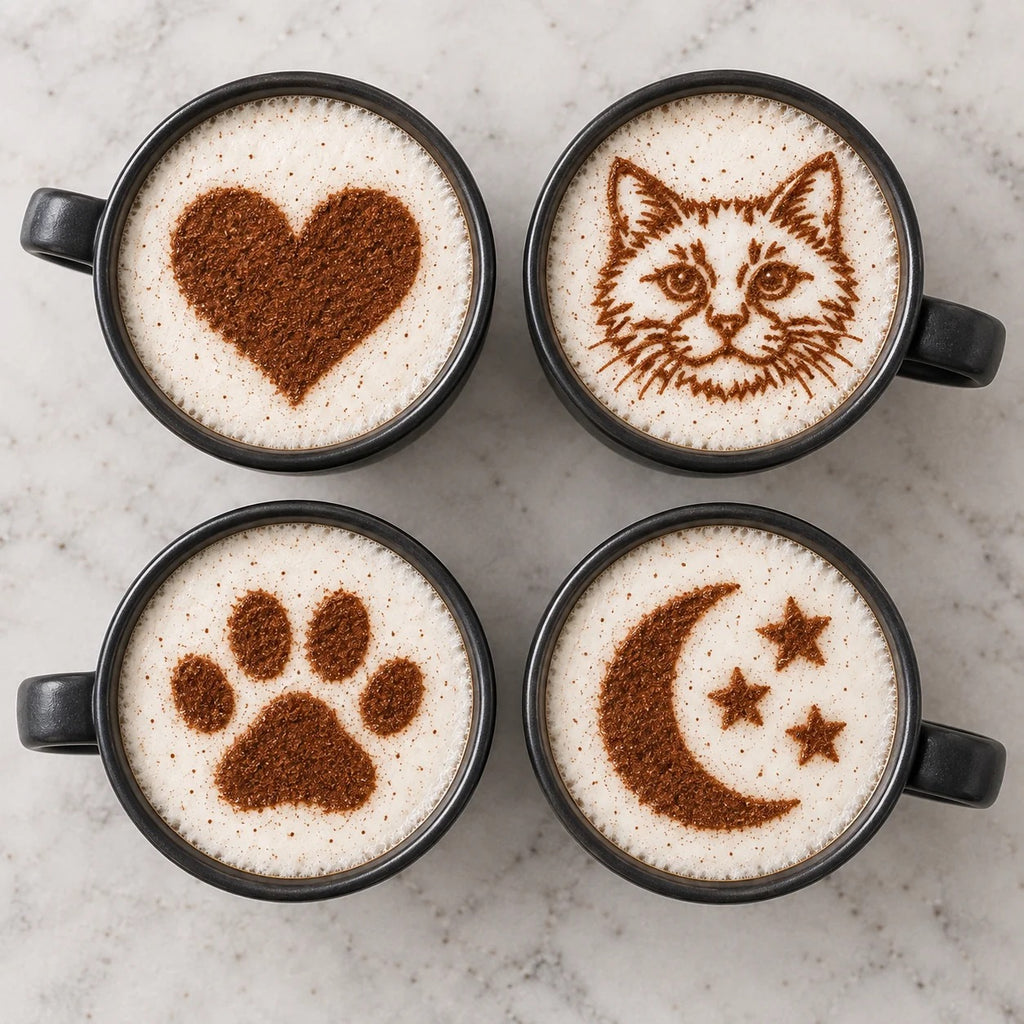 BrewCam™ Coffee Art Press + 12 Stencil Cards