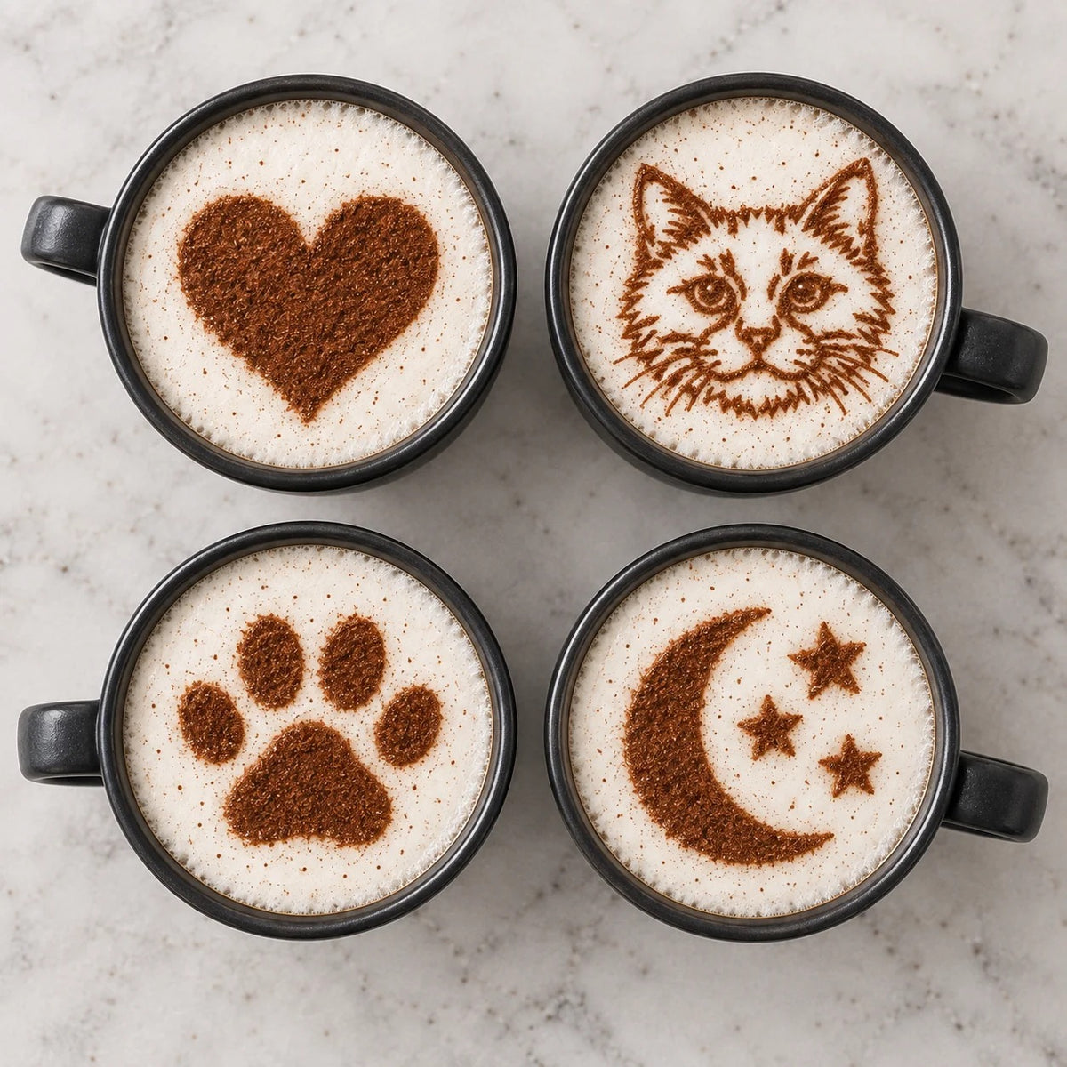 BrewCam™ Coffee Art Press + 12 Stencil Cards