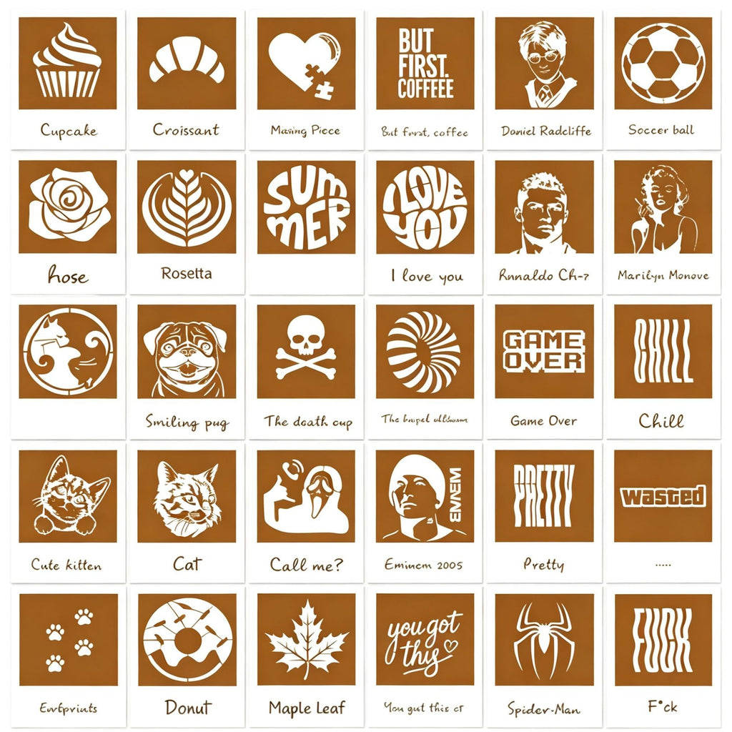 BrewCam™ Coffee Art Press + 12 Stencil Cards